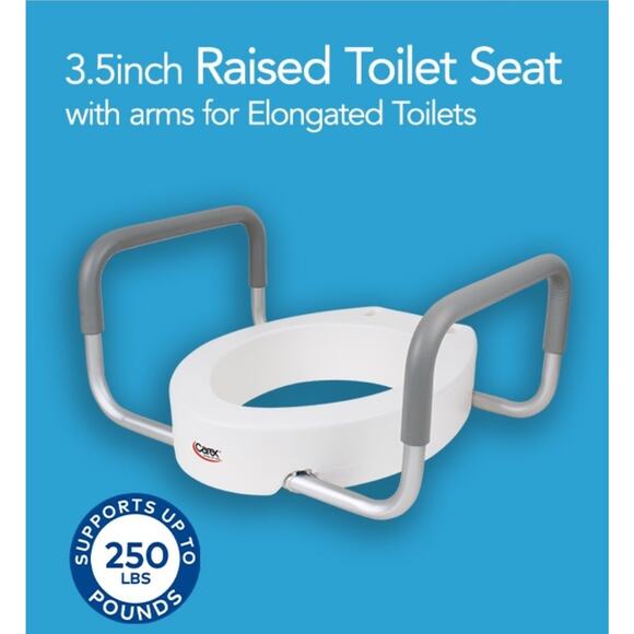 Raised Toilet Seat with Arms Standard for Elderly Handicap Bathroom Riser Lift - Picture 1 of 9